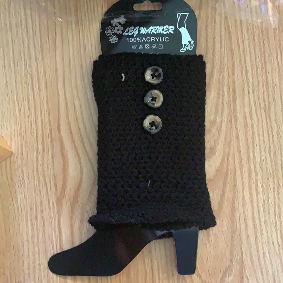 KNIT LEG WARMERS/BOOT CUFFS-BLACK - Picture 1 of 5